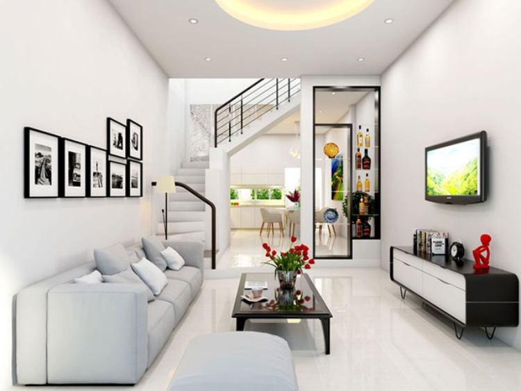 50+ mẫu thiết kế nội thất phòng khách nhà ống đẳng cấp nhất 9 Nội thất phòng khách nhà ống 4m2 đẹp